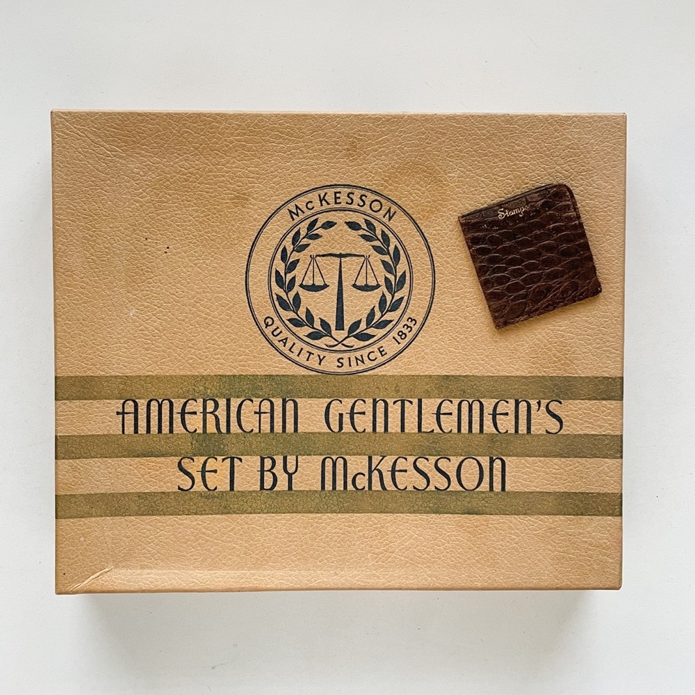 American Gentlemens Box By McKesson Box From The 1940's With A Stamp Wallet